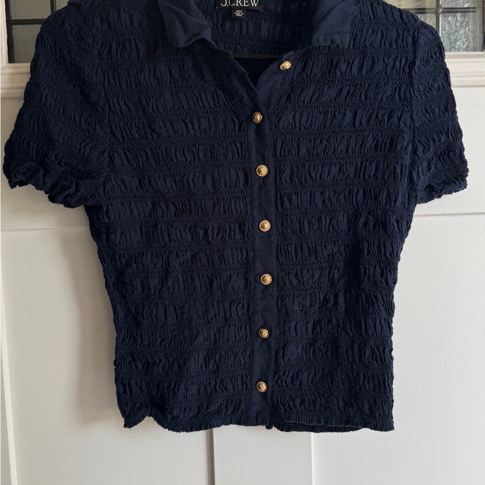 J. Crew Dark Blue Textured Button-Down Shirt